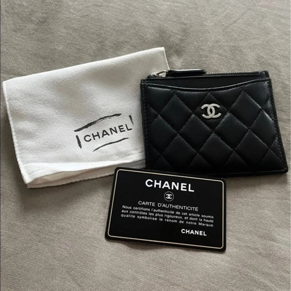 Chanel zip coin card holder authentic